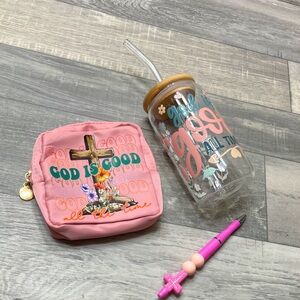 Pink Accessory Set with Inspirational Design